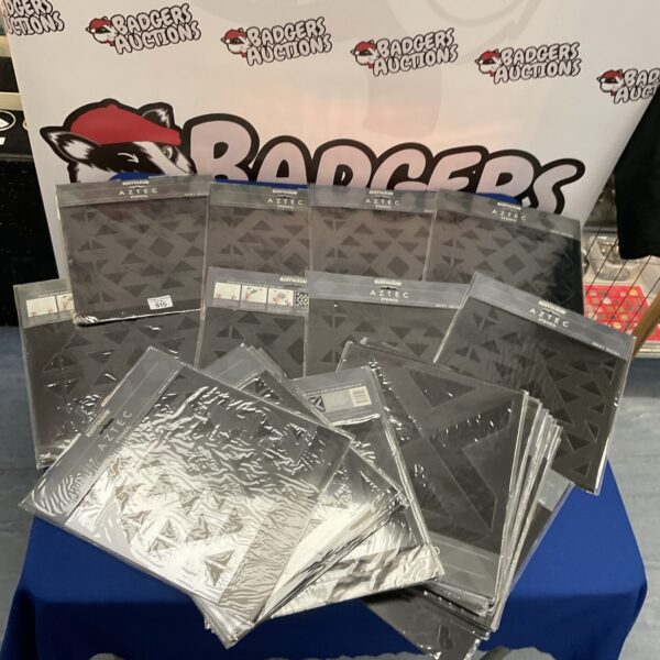 Lot of Rust-Oleum spray paint stencils for DIY projects.