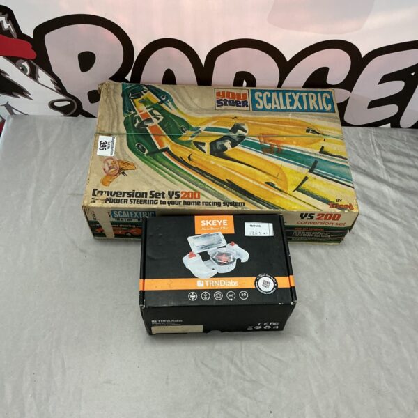 Vintage Scalextric You Steer conversion set with Sky Eye drone packaging.