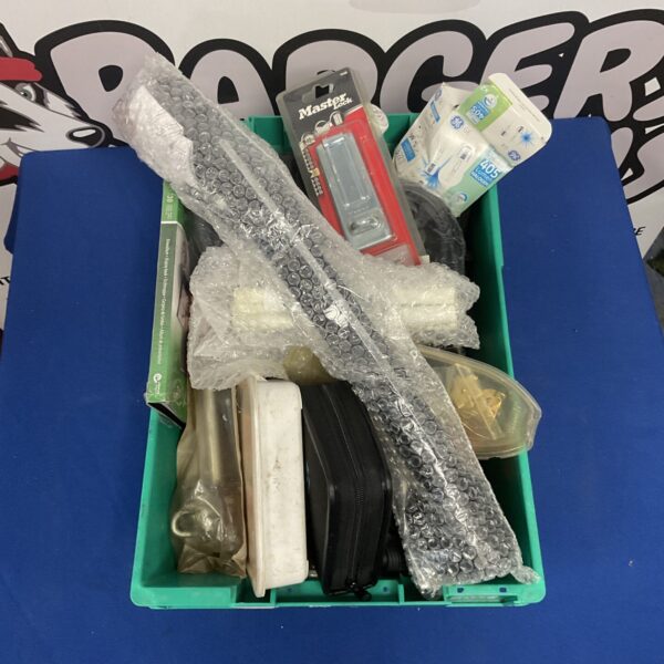 Assorted tools and hardware in a shed clearance lot.