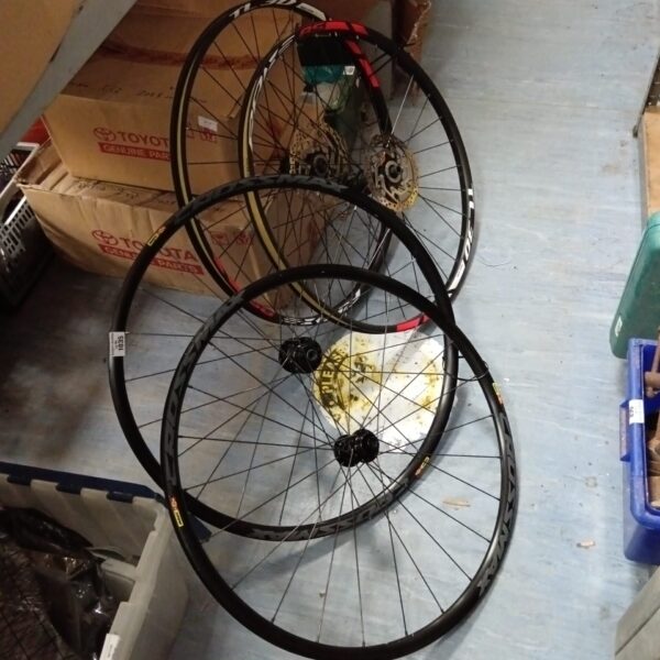 Shimano Dior 29 inch bike wheels, a pair of used bicycle wheels.