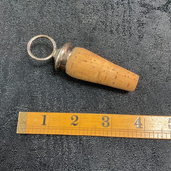 Vintage silver cork bottle stopper with hallmarked silver collar.