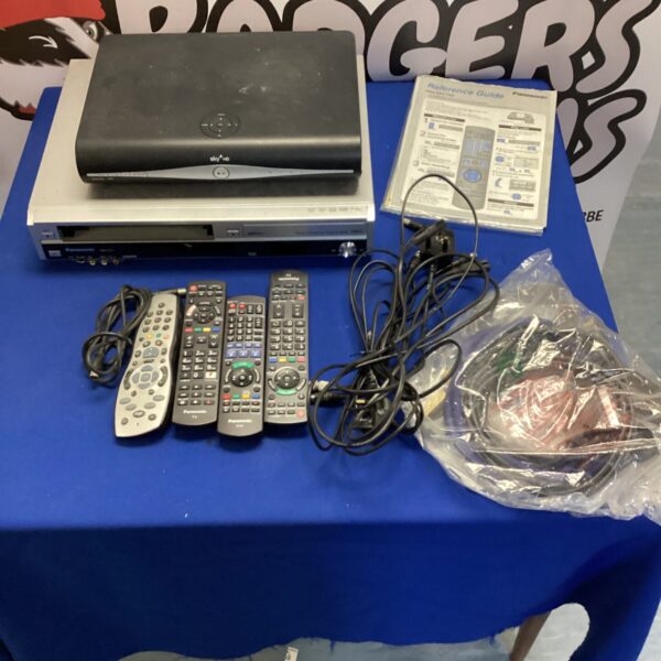 Sky HD box and Panasonic combi VHS/DVD player for auction.