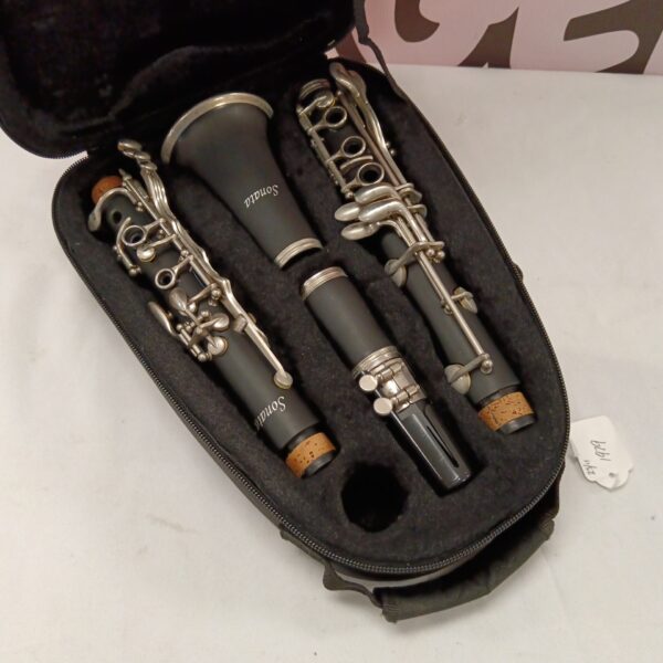 Vintage Sonata clarinet in its protective case, a woodwind instrument.