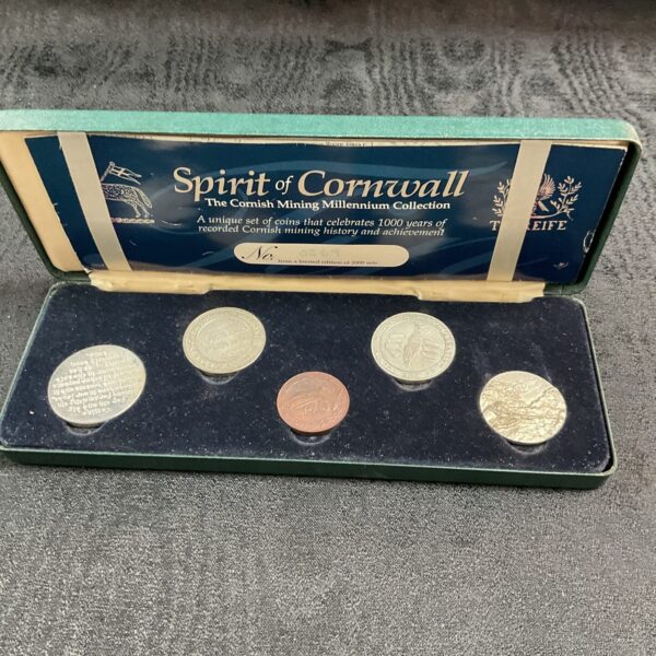 Spirit of Cornwall Millennium Collection medallions, celebrating Cornish mining history.
