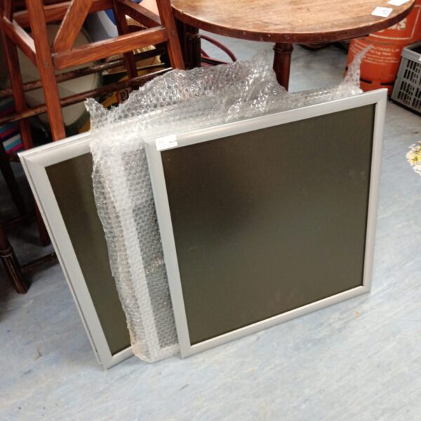 Lot of five square metal and perspex picture frames, 53x53cm.