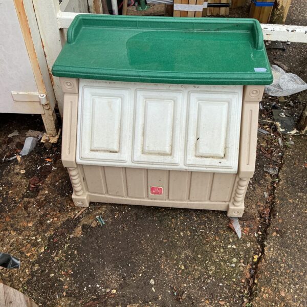 Step2 garden storage container, durable plastic outdoor storage solution.