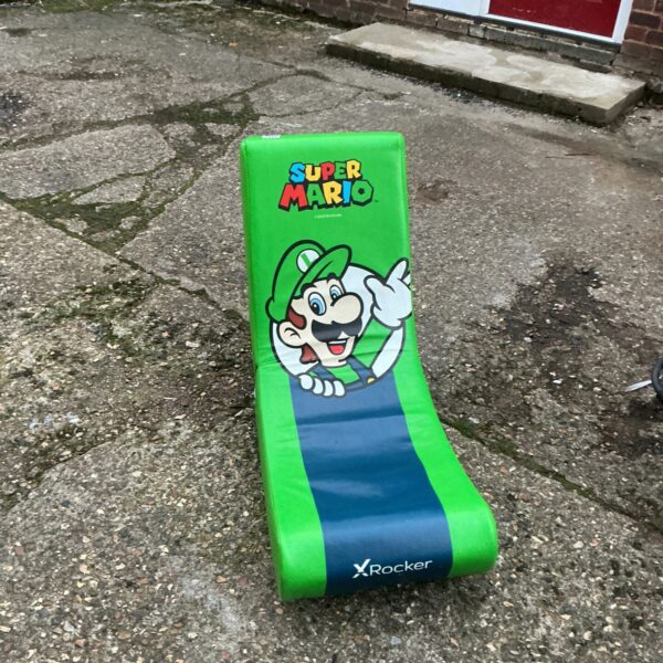 Green Super Mario gaming chair for kids and collectors.