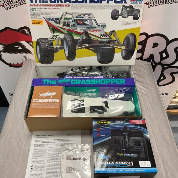 Vintage Tamiya The Grasshopper RC car with controller.