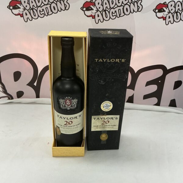 Bottle of Taylor’s 20 Year Old Tawny Port wine.