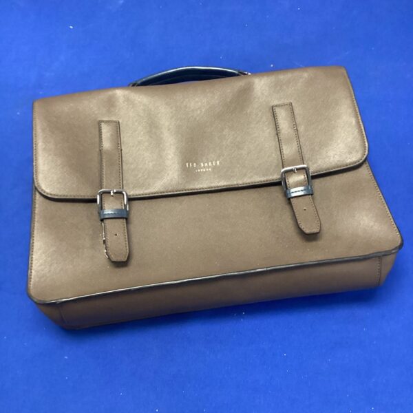Classic brown Ted Baker leather bag with buckle detail.