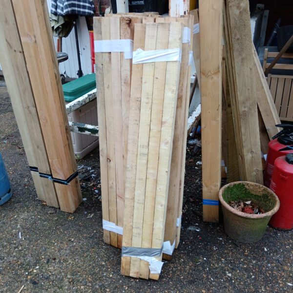Six bundles of 4ft softwood timber secured with plastic wrap.