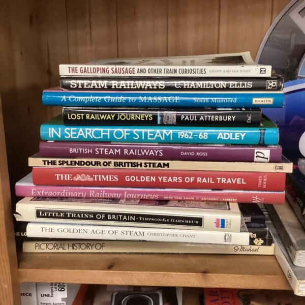 Vintage train books bundle, including British steam railway titles.