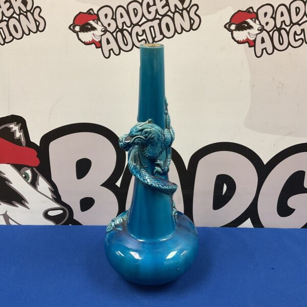 Vibrant turquoise Japanese Awaji glazed porcelain vase.