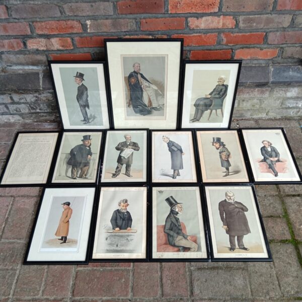 Collection of antique Vanity Fair prints, Victorian caricatures.