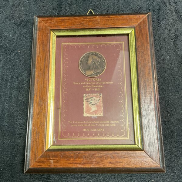 Framed Victoria Penny stamp from the Heritage Mint collection.