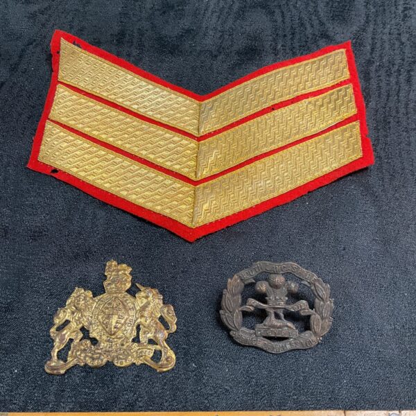 Victorian British Army Sergeant stripes, gold embroidered insignia.