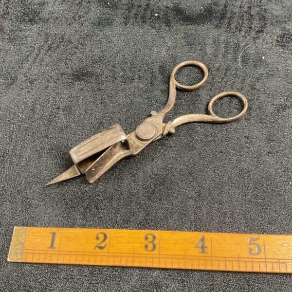 Antique Victorian silver plate lamp wick trimmers for oil lamps.