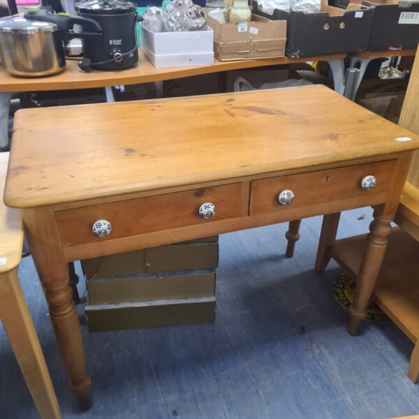 Antique Victorian pine kitchen table with drawer.