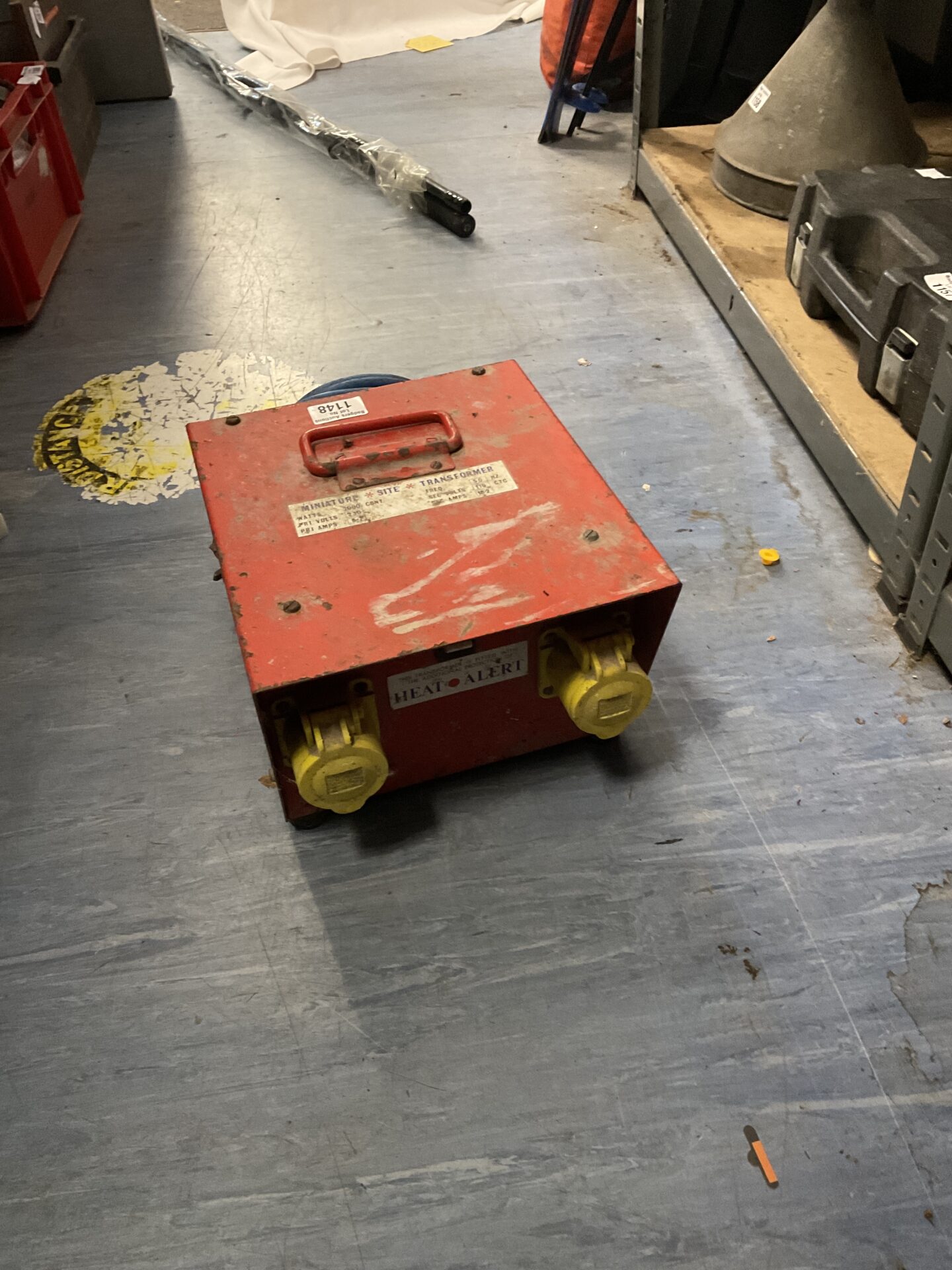 Vintage 110v transformer block with single output socket.