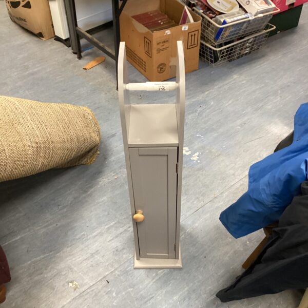 Vintage enamel bathroom cabinet with toilet roll holder.