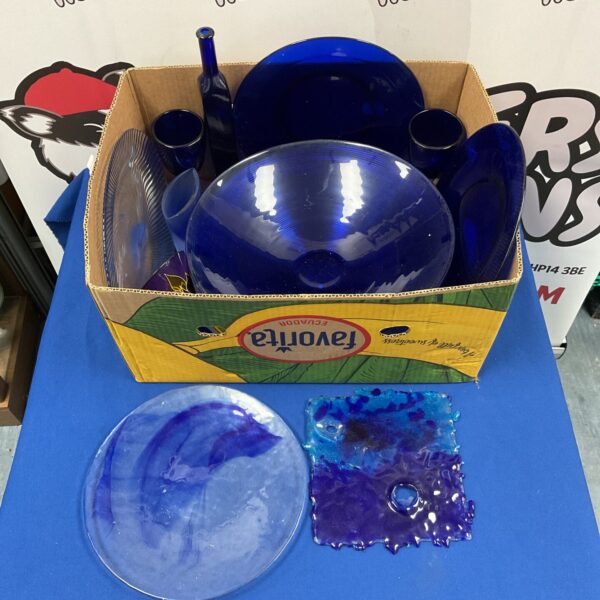 Vibrant vintage blue glass bowl for collectors and home decor.