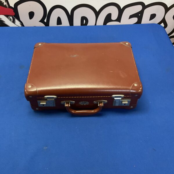 Vintage brown headline luggage suitcase, classic travel item
