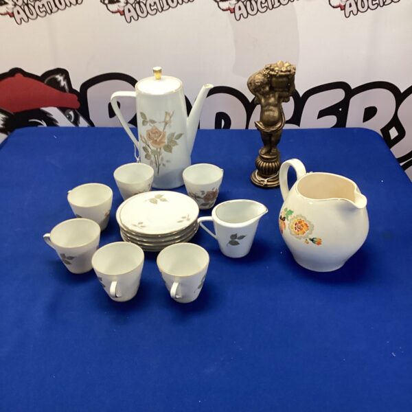 Vintage floral china tea set with German coffee pot.