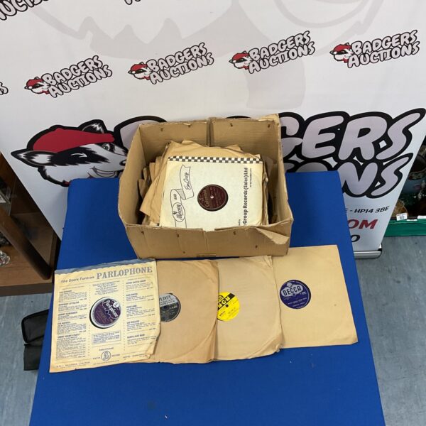 Lot of vintage gramophone records, shellac discs, collectible records.