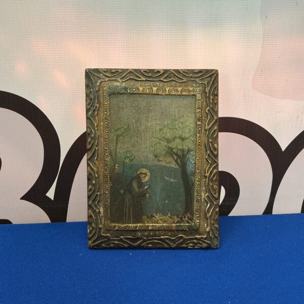 Vintage Greek religious icon with detailed painted imagery.