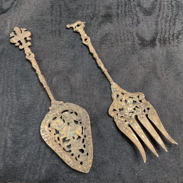 Vintage Italian silver plated serving set with Baroque detailing.