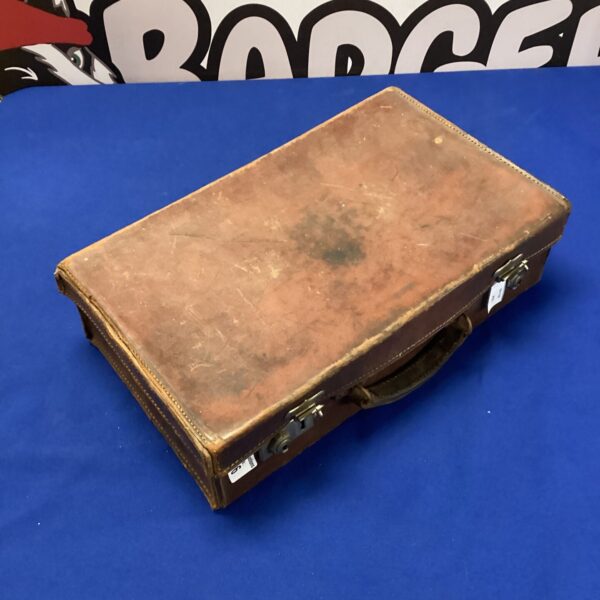 Brown vintage leather briefcase with a classic design.