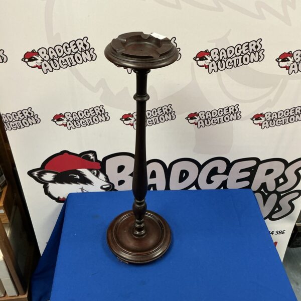 Vintage mahogany ash tray stand for retro home decor.