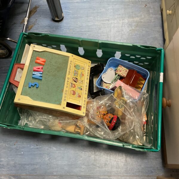 Vintage school days desk with accessories, a nostalgic collectible.