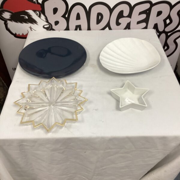 Vintage ceramic serving dish with floral pattern.