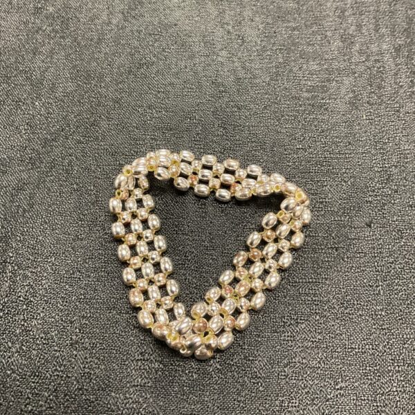 Delicate vintage silver toe bead bracelet with round beads.