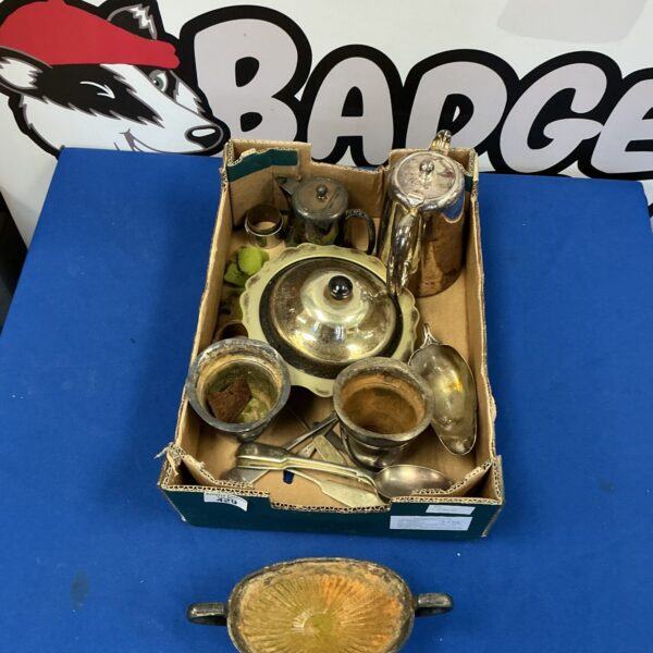 Vintage silverplate coffee set with coffee pot, sugar bowl, and creamer.