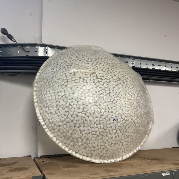 Large vintage tortoise shell ceiling light shade for retro lighting.