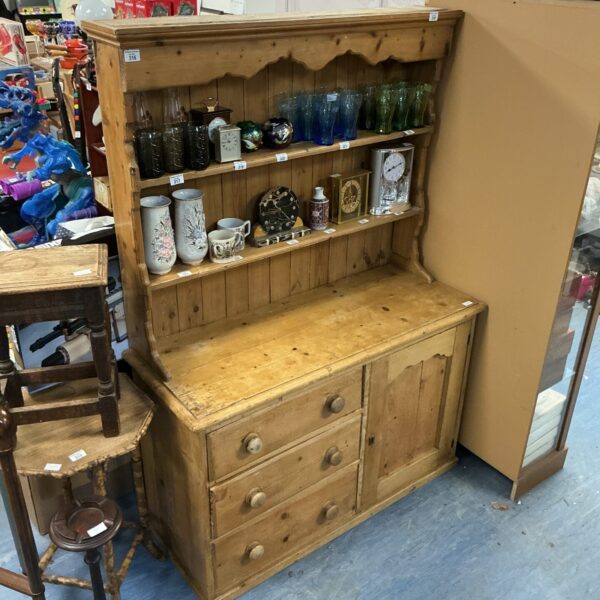 Vintage Welsh dresser with open shelves and cupboard space.