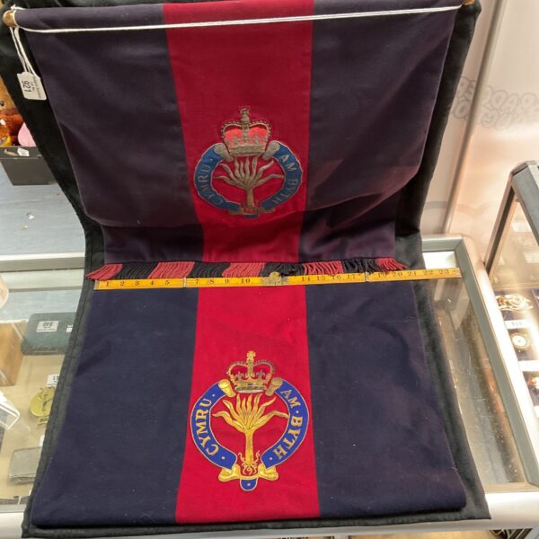Welsh Guards banner with “CYMRU AM BYTH” motto, a military collectible.