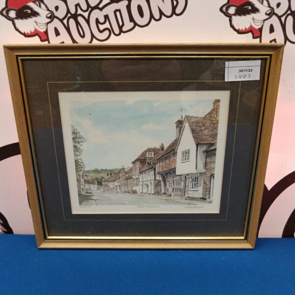 Signed limited edition print of West Wycombe High Street village scene.