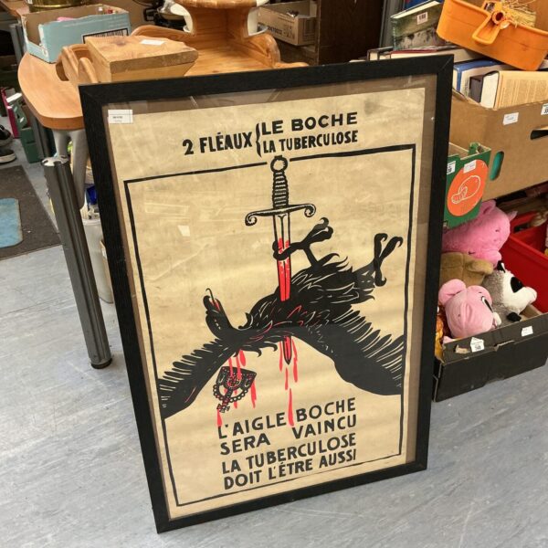 Vintage WWI French propaganda poster depicting eagle defeat.