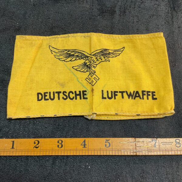 WWII German Luftwaffe printed cloth armband, a historical military collectible.