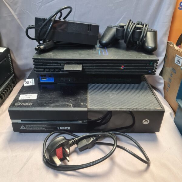 Xbox One and Playstation 2 console bundle for retro gaming.