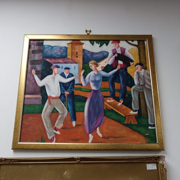 G Loft oil on board of country folk participating in folk dance