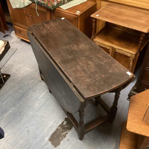 Antique 18th century oak gate leg table with drawer.