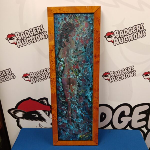 Mid century oil painting of a nude figure in a woodland setting.