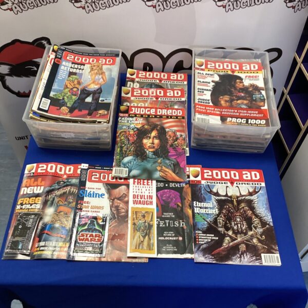 Lot of vintage 2000 AD Judge Dredd comics for collectors.