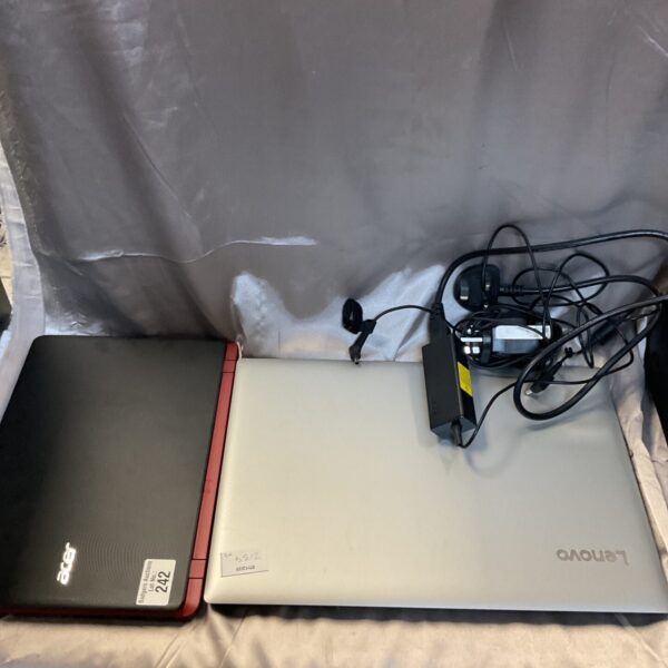 Acer and Lenovo laptops with chargers in a bundle for auction.