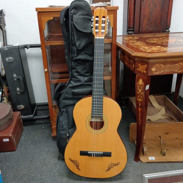 Admira Almeria acoustic guitar with soft case, musical instrument.