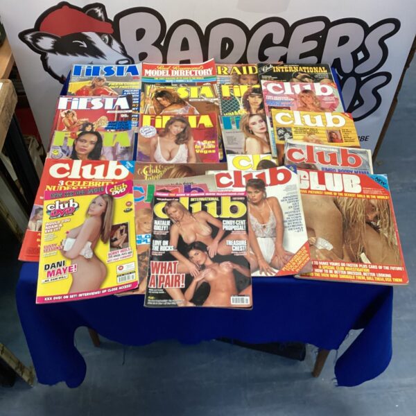 Collection of vintage adult magazines including Club and Fiesta.